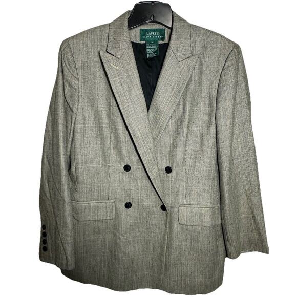 Ralph Lauren Women’s Herringbone Blazer Wool Silk Lined Career Suit Jacket 12